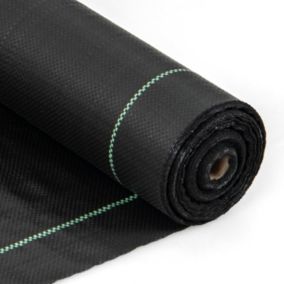 50m² Toile de Paillage Anti Mauvaises Herbes Géotextile en PP Excellente Perméabilité Installation Facile Noir  1x50m 100g/m²