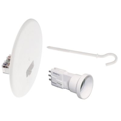 53051 Eur'ohm Kit Couvercle Dcl diamètre 120mm + Piton Blanc 80mm + Fiche/douille Dcl E27