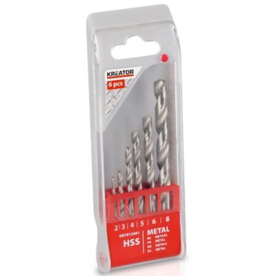 Coffret de 6 forets métal HSS Kreator. Coffret 6 forets HSS