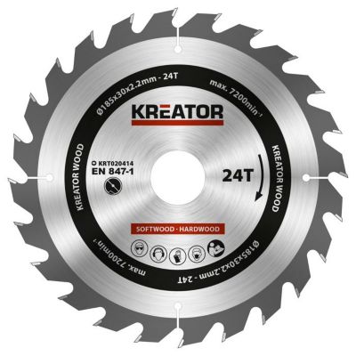 Lame de scie circulaire Kreator 185 mm carbure
