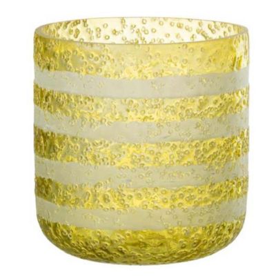 J-line Photophore Design en Verre Lignes 15cm Jaune - vue 2