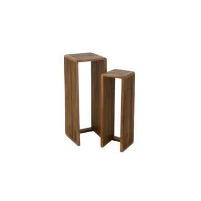 J-line Lot de 2 Tables d'Appoint en Bois Teck 88cm Naturel Beige - vue 2