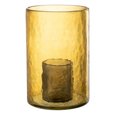 J-line Photophore Double en Verre Hurricane 30cm Jaune - vue 2