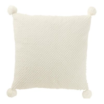 J-line Coussin Déco à Pompons Ulysse 45x45cm Blanc - vue 2