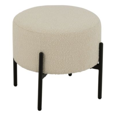 J-line Tabouret en Tissu Bouclé Aldo 44cm Blanc - vue 2