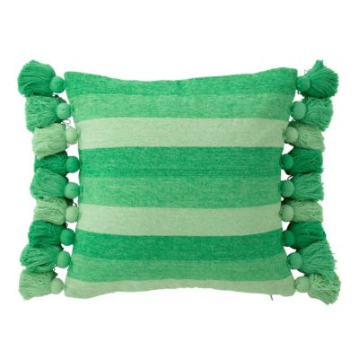 J-line Coussin Déco à Pompons Polly 50x50cm Vert - vue 2
