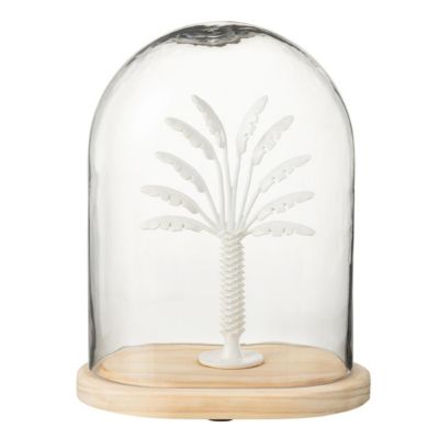 J-line Cloche Déco en Verre Palmier 28cm Blanc - vue 2