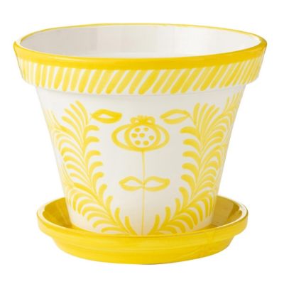 J-line Pot Avec Soucoupe en Céramique Granada 50cm Jaune - vue 2