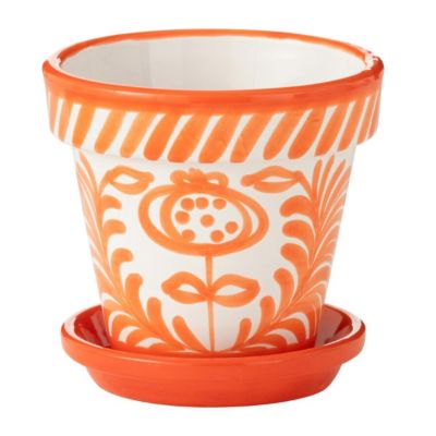 J-line Pot Avec Soucoupe en Céramique Granada 21cm Orange - vue 2