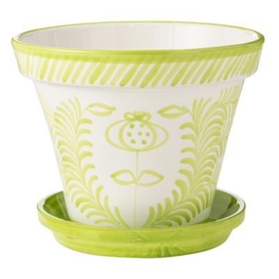 J-line Pot Avec Soucoupe en Céramique Granada 50cm Vert - vue 2