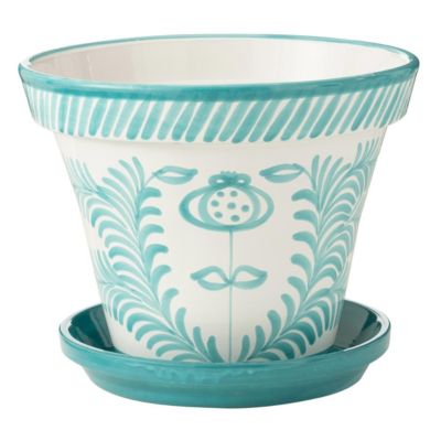 J-line Pot Avec Soucoupe en Céramique Granada 50cm Bleu - vue 2