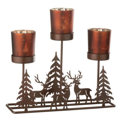 J-line Photophore Hiver en Métal Chalet 24cm Marron - vue 2