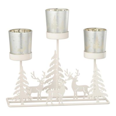 J-line Photophore Hiver en Métal Chalet 24cm Argent - vue 2