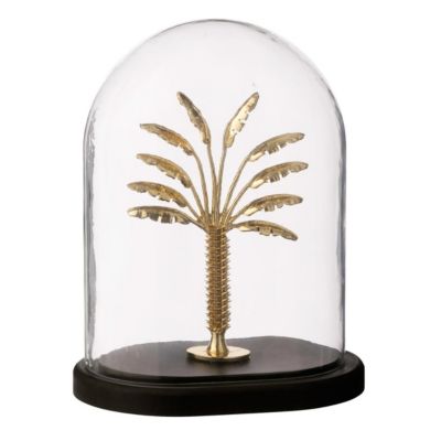 J-line Cloche Déco en Verre Palmier 28cm Or - vue 2
