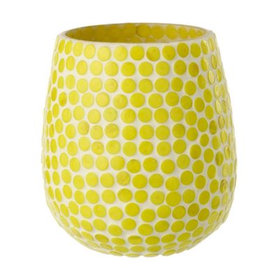 J-line Photophore Mosaïque en Verre Burl 12cm Jaune - vue 2