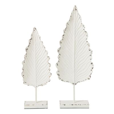 J-line Lot de 2 Feuilles Déco Vidal 89cm Blanc - vue 2
