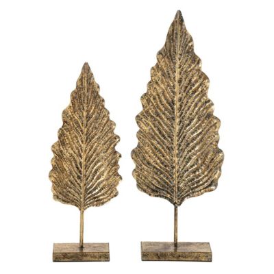 J-line Lot de 2 Feuilles Déco Vidal 89cm Marron - vue 2