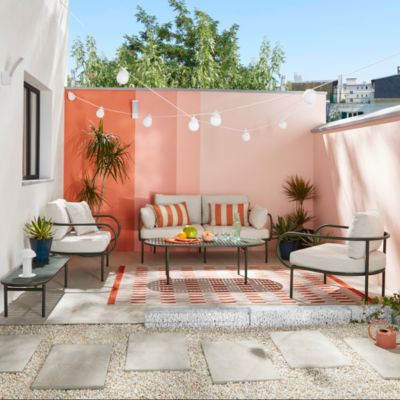 Salon bas de jardin 4 personnes aluminium Aura vert foncé Arcane
