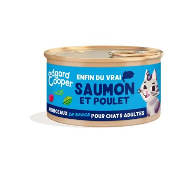 Pâtée en morceaux pour les chats adultes au Saumon et au poulet 85g Edgard cooper