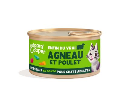 Pâtée en morceaux pour les chats adultes à l'agneau et au poulet 85g Edgard cooper