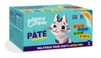 Multipack 8X85G paté pour chat adultes onctueux poulet, saumon et poulet, agneau et poulet, dinde et