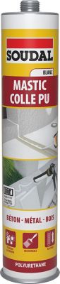 Mastic colle polyuréthane béton métal bois Soudal blanc 280ml