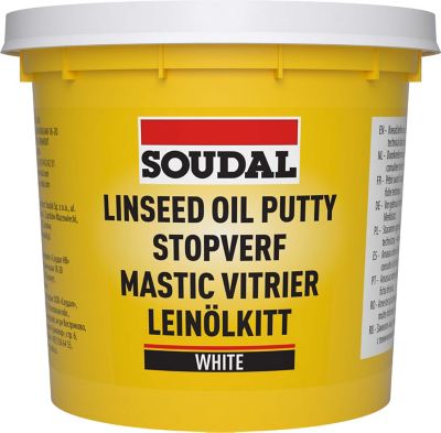 Mastic vitrier Soudal blanc 1kg prêt à l'emploi