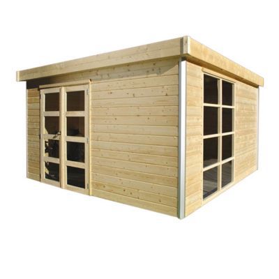 Abri de jardin bois + pergola Blooma Lindo XL  14 3 + 15 m² ép.28 mm