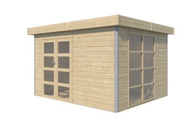 Abri de jardin Lindo 2 L en bois coloris naturel ép.28 mm surface extérieure 12,65 m²