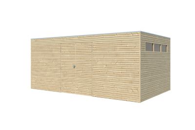 Abri de jardin QB en bois coloris naturel ép.28 mm surface extérieure 15,30 m²