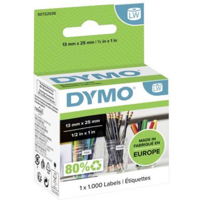 Dymo Étiquettes polyvalentes S0722530 LabelWriter - 12 x 24 mm - Noir sur Blanc - Rouleau de 1000 - vue 2