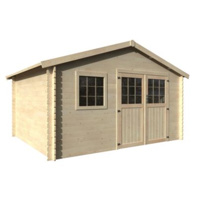 Abri de jardin Frévent bois naturel ép.28 mm surface totale 14.1m²
