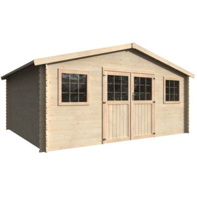 Abri de jardin Floridan bois naturel ép.28 mm surface totale 20.45m²