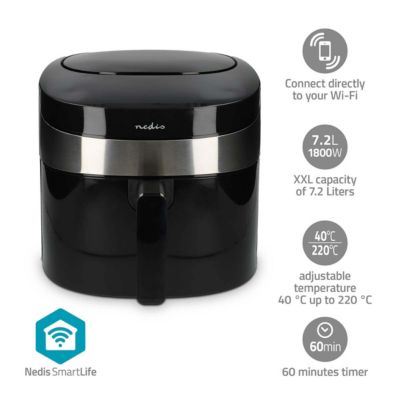 Friteuse à air chaud smart life - wi-fi - noir Nedis KAAF180BKW