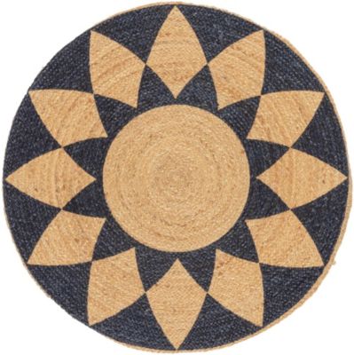 Tapis rond Tonga rosace noir et beige Ø120 Balta - Balta