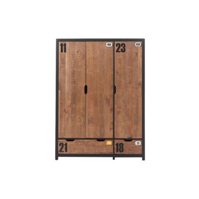 Armoire 3 Portes "Alex" 200cm Marron & Noir