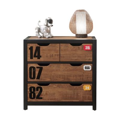 Commode 4 tiroirs Vipack Alex - Noir et Bois