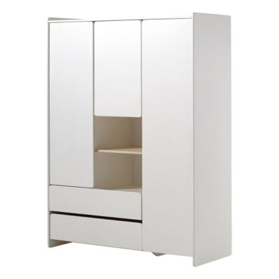 Armoire 3 Portes & 2 Tiroirs "Kiddy" 190cm Blanc
