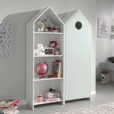 Pack - étagère & Armoire 4 Niveaux "Casami" 171cm Blanc & Menthe