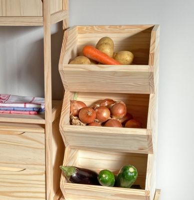 Bac de rangement empilable en pin massif