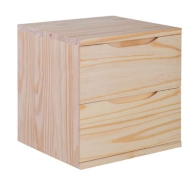 Bloc avec 2 tiroirs en pin massif pour étagère cube