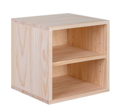 Bloc avec tablette en pin massif pour étagère cube