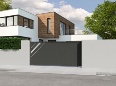 Portail coulissant Marione 2 l.360 x H.160 cm gris RAL 7016