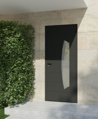 Porte d'entrée alu gris Tegan H.215 x l.90 cm poussant droit