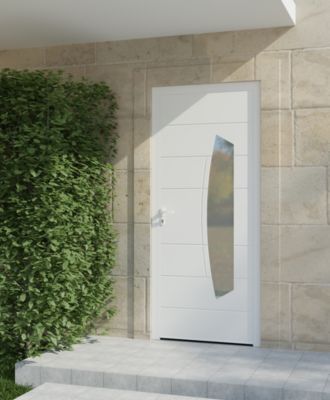 Porte d'entrée alu blanc Tegan H.215 x l.90 cm poussant droit