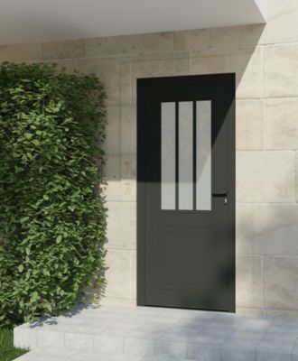 Porte d'entrée alu gris Sestri H.215 x l.90 cm poussant gauche