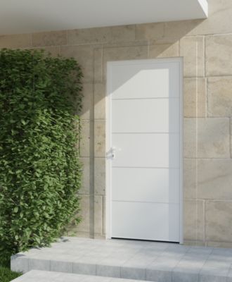 Porte d'entrée alu blanc Cecina H.215 x l.90 cm poussant droit
