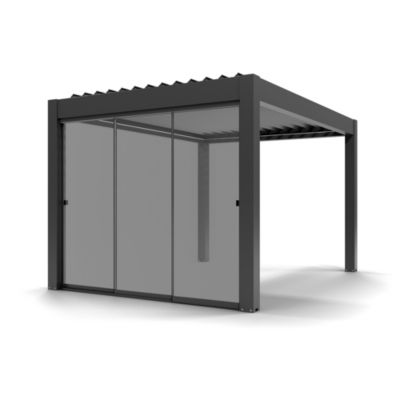 Paroi vitrée coulissante pour pergola Vali 3 x 4 m coloris chêne clair