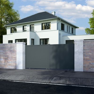 Portail coulissant 2 vantaux Cancale aluminium gris RAL 7016 l.360 x H.170 cm 4ALU