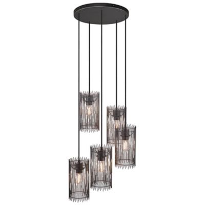 Suspension Elvis 5 lumières E27 40W IP20 179,7 x 40 cm noir
